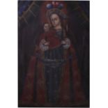 Cuzco School - Madonna and child, oil on canvas, unframed, 30" x 20