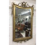 French 19th century giltwood and gesso wall mirror, inset with a bevelled glass within a beaded