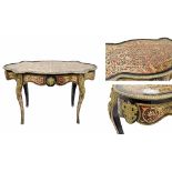 Fine French Louis XV style Boulle work centre table, the serpentine top with a cast gilt metal