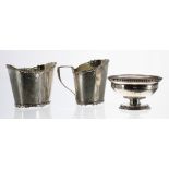 Matched Edwardian silver cream jug and sugar bowl, with gilded interiors, maker Henry Williamson