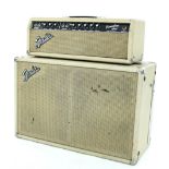 1964 Fender Tremolux-Amp 'Blackface' guitar amplifier and matching 2" x 12" speaker cabinet, made in