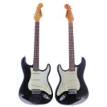 Jim Deacon Strat style electric guitar; together with a Jim Deacon left handed Strat style