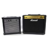 Roland Cube 20GX guitar amplifier; together with a Marshall MG30DFX guitar amplifier (2)