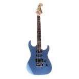 Washburn Pro electric guitar; Finish: metallic blue; Fretboard: rosewood; Frets: good; Electrics:
