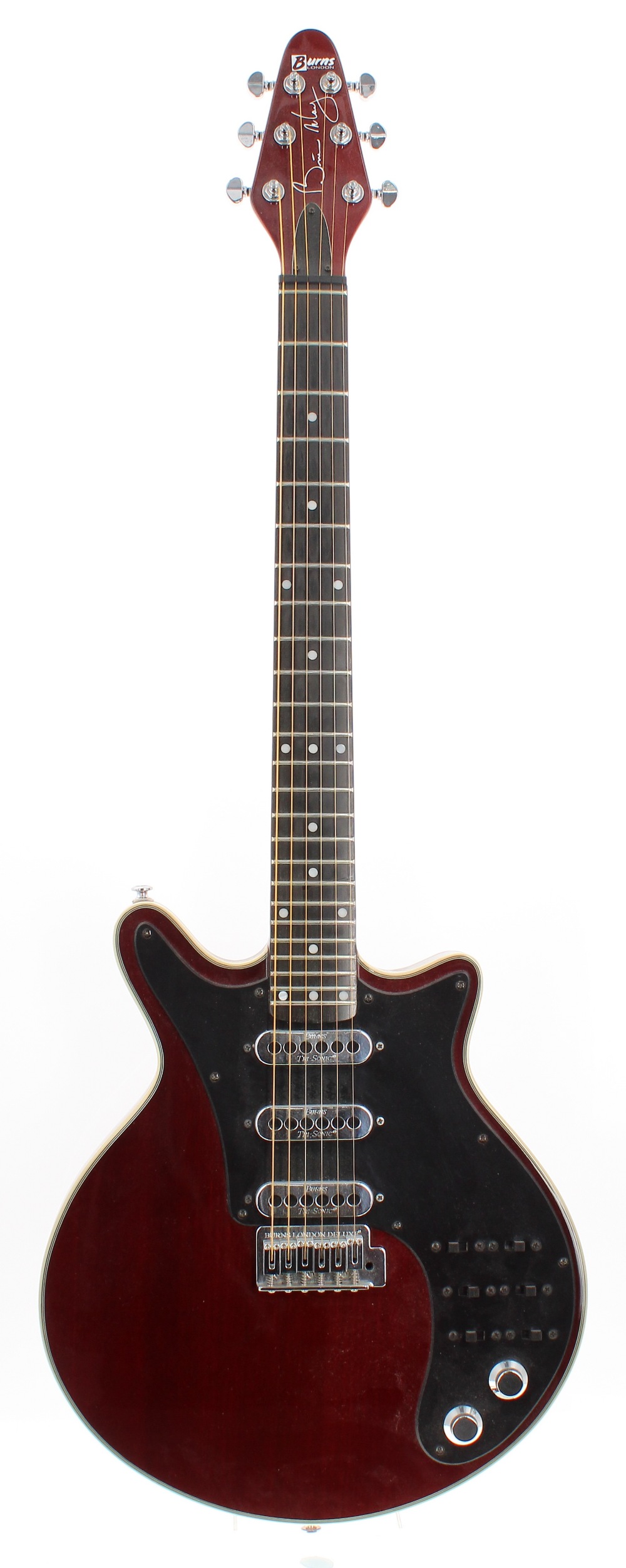 Burns Brian May Red Special electric guitar, made in Korea, ser. no. BHMxxx2; Finish: cherry red;