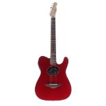 2005 Fender Telecoustic electro-acoustic guitar, made in China, ser. no. CD05xxxx65; Finish: red,