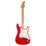 Squier by Fender Stratocaster electric guitar, made in Korea, ser, no. CN4xxxx8; Finish: red,