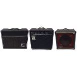 Ampeg SS-35 guitar amplifier; together with a Custom Sound Cub 60 Lead guitar amplifier and a