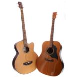 Gear 4 Music electro-acoustic bass guitar; together with a Kay KD28 acoustic guitar (2)