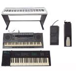 Yamaha P-95 digital piano, upon a Technics pedestal stand; together with a Yamaha PSS-795 keyboard