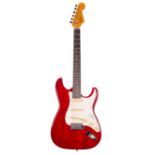 Custom Build Strat type electric guitar; Finish: Trans Red; Fretboard: rosewood; Frets: good;