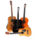 Westfield twelve string acoustic guitar; together with a Delacrus nylon string guitar and two