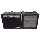 Zoom Fire-30 modeling guitar amplifier (input jack requires attention); together with a GLX B-65