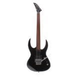 *Aram Technique by USA fretless electric guitar; Finish: black, blemishes and sticker fading;