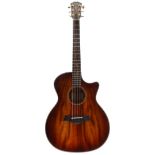 2017 Taylor K24Ce electro-acoustic guitar, made in USA, ser. no. 11xxxxx02; Back, sides and top: koa