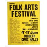 Bob Marley interest - original poster for the Jubilee Folk Arts Festival at Digbeth Civic Halls, 4th