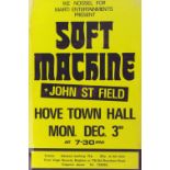 Soft Machine - original 1970s concert poster for 'Soft Machine' and 'John St Field' at Hove Town