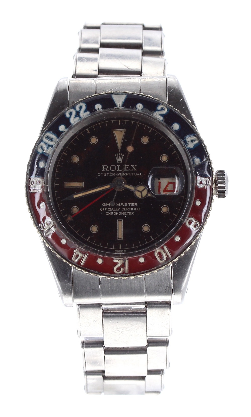 Rare Rolex Oyster Perpetual GMT-Master 'Bakelite' stainless steel gentleman's bracelet watch, ref.