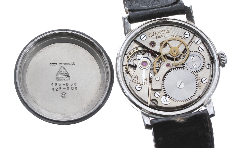 Omega stainless steel gentleman's wristwatch, ref. 135-034 , circa 1940s, serial no. 9738xxx, - Image 3 of 3