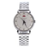 Jaeger Le-Coultre 'bumper' automatic stainless steel gentleman's wristwatch with power reserve