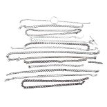 Selection of silver curb Albert chains for spares, 232.4gm