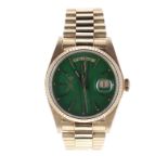 Rare Rolex Oyster Perpetual 'Green Stella Oman Dial' Day-Date 18ct gentleman's bracelet watch,
