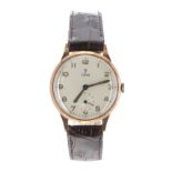 Tudor 9ct gentleman's wristwatch, hallmarked 1957, silvered dial with Arabic numerals an