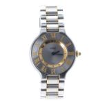 Must de Cartier 21 stainless steel and gold lady's bracelet watch, ref. 1340, serial no. PL306xxx,
