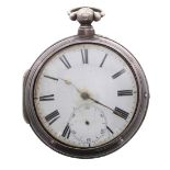 George IV silver fusee verge pair cased pocket watch, London 1826, the unsigned movement, no.
