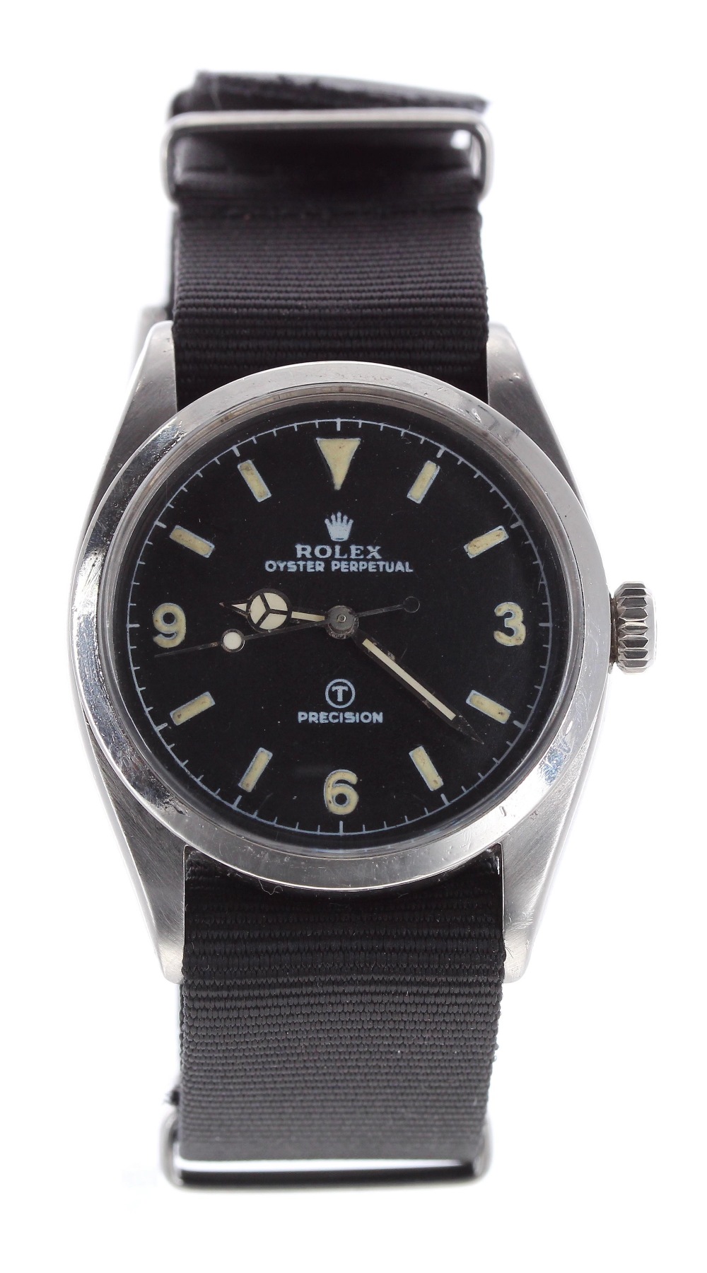 Rare Rolex Oyster Perpetual Explorer Military issue stainless steel gentleman's wristwatch, ref.