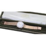 Invicta 9ct gentleman's bracelet watch, Birmingham 1967, circular silvered dial with baton