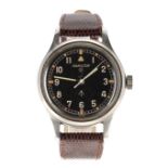 Hamilton British Military RAF Pilot's issue wristwatch, signed black dial with Military arrow and