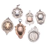 Six silver fobs (6)