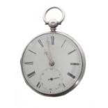 Victorian silver fusee lever pocket watch, London 1861, signed Evans & Brown, Shrewsbury, no. 11009,