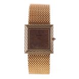 Boucheron fine 18ct yellow gold slim gentleman's dress bracelet watch, case ref. 8874, the square
