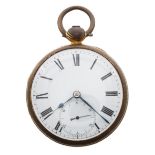 Early 19th century English gilt case fusee lever pocket watch, signed Josiah Bartholomew, London,
