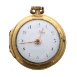 Miniature 18th century gilded verge pocket watch, the fusee movement signed John Cowell, Royal