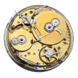 Interesting two train repeating pocket watch movement with strike/silent lever, the dial with