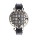 Silver wire-lug trench watch with a shrapnel guard, import hallmarks for London 1926, enamel white