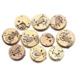 Ten fusee lever pocket watch movements (10)