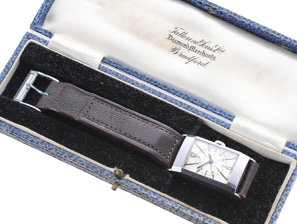 Rare Rolex rectangular stainless steel wristwatch, ref. 2149, circa 1925, serial no. 017414, - Image 2 of 7