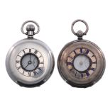 Two silver half hunter pocket watches including a fusee lever example by Richie & Sons, Edinburgh (