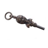 Extremely rare late 18th century pocket watch figural head key, 42mm