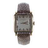 Vacheron & Constantin rare 18k oversized square gentleman's wristwatch, circa 1950s, the case set
