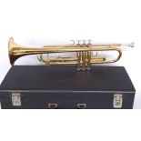 Yamaha YTR2335 gold lacquered trumpet, no. 420048, with mouthpiece, cased
