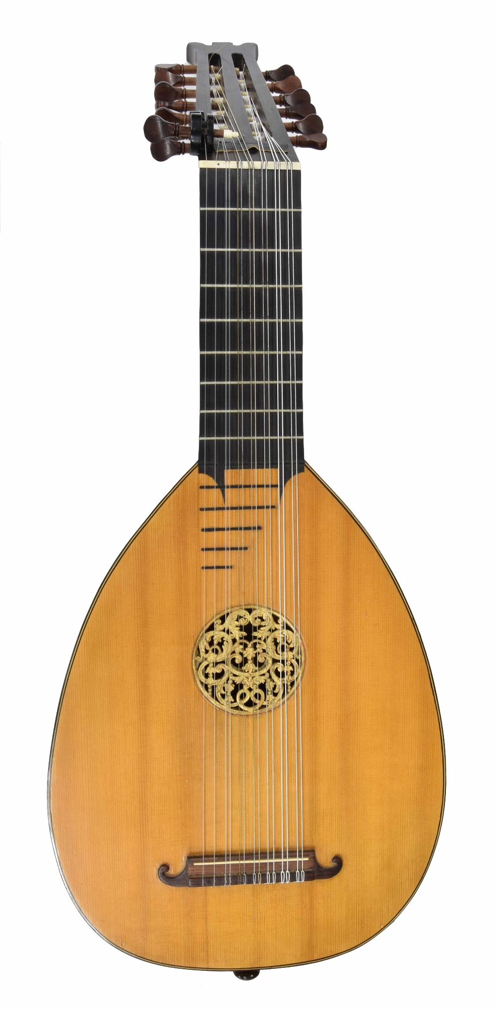 Fine English left handed lute by and labelled T.R.C. Goff et J.C. Cobby, Fecerunt Londini,