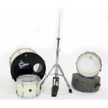 Good small collection of percussion items including Gretsch bass drum, 20" diameter and tom tom, 13"