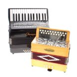 Chanson twenty four button piano accordion, hard case; together with a Lorenzy button Melodeon, hard