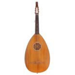 Contemporary guitar lute, with multi section bowl back, scalloped rosewood fretboard and carved