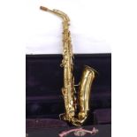 Conn Pan American alto saxophone, gold lacquered, ser. no. 149767, crook, case *This instrument